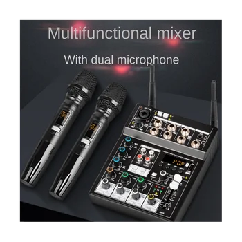 4-канальный USB-аудиомикшер с беспроводным микрофоном, Студийные микшеры звука с Bluetooth REC, DJ-консоль для микширования