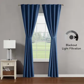 Стильная темно-синяя затемненная панель для штор с задним язычком, идеально подходящая для любой комнаты в вашем доме - Современная 38 