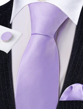 Изысканный лавандово-фиолетовый галстук для мужчин, модный платок, запонки, наборы для жениха, свадебный дизайнер, вечеринка, Барри.Wang LN-6477